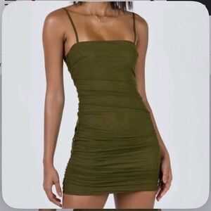 Princess Polly xx Olive Ruched Bodycon Mini Dress - Women Size 0